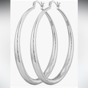 Sterling 925 Silver Hoop Earrings 50 mm nickel free sensitive ear safe
